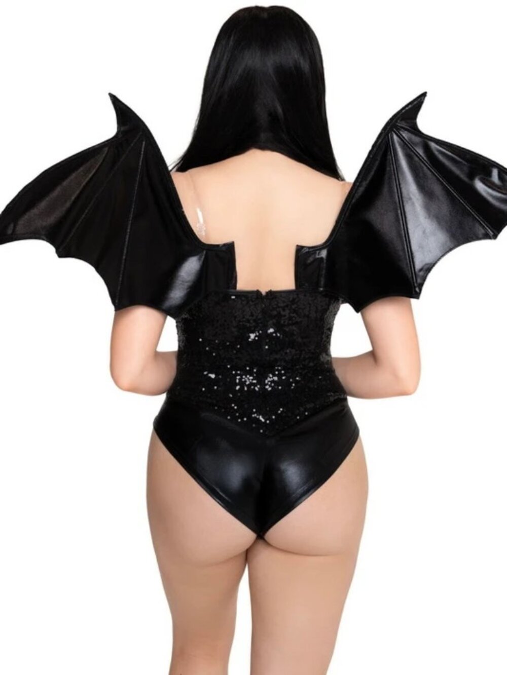 Wet Look Strapless Bat Costume Wings